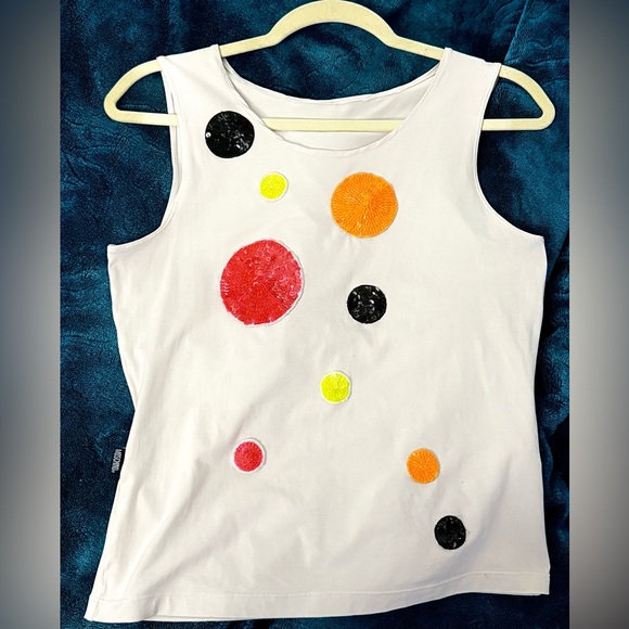 Moschino Tops - Vintage Y2K MOSCHINO Jeans stretch tank muscle shirt w/ colorful sequin dots S/M